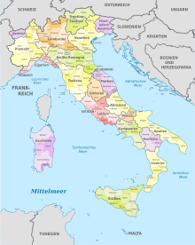 rozdělení itálie mapa Provincie v Itálii – Wikipedie rozdělení itálie mapa