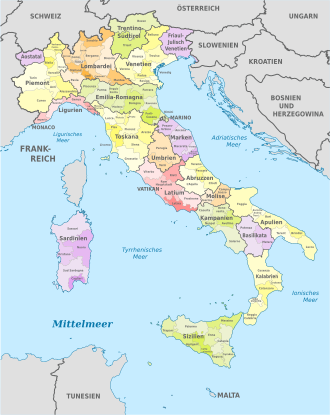 Administrative Gliederung Italiens