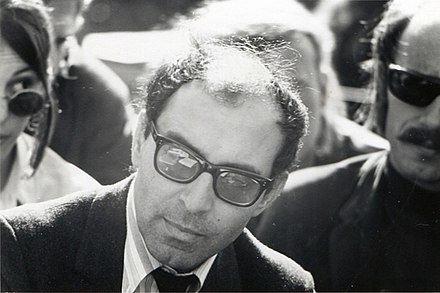 Jean-Luc Godard à l'université de Berkeley en 1968.