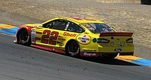 Logano racing at Sonoma Raceway in 2014 Joey Logano Sonoma 2014.jpg