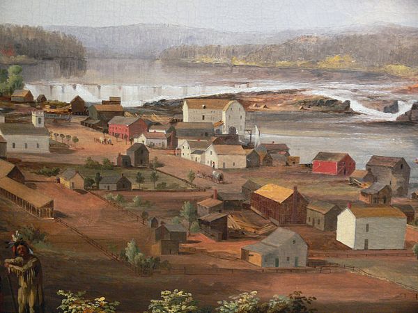 Detail from Oregon City on the Willamette River by John Mix Stanley, c. 1850s (Amon Carter Museum of American Art)