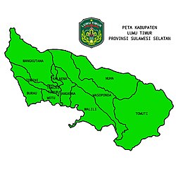 Peta genah kecamatan Mangkutana ring Kabupatén Luwu Timur