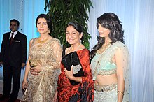 Kajol, Tanuja and Tanisha Mukherjee at Esha Deol's (of Deol family) wedding reception Kajol, Tanuja, Tanisha Mukherjee at Esha Deol's wedding reception 12.jpg