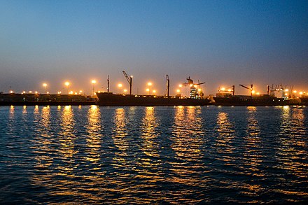 Karnaphuli River at night with a view of Chittagong Port