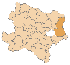 Okres Gänserndorf na mapě Dolního Rakouska