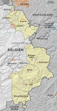 Carte de la communauté germanophone de Belgique.