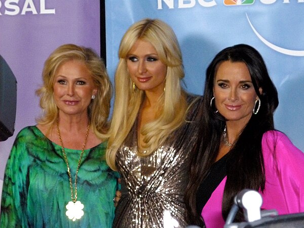 Left to right: Kathy Hilton, daughter Paris Hilton, half-sister Kyle Richards at NBC party, 2011