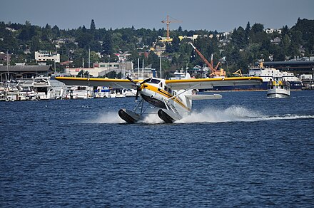 seaplane landing in Seattle's Lake Union