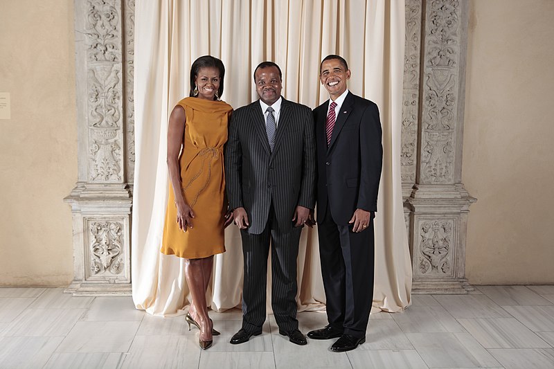 File:King Mswati III with Obamas.jpg
