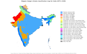Köppen climate classification map for India for 1980–2016