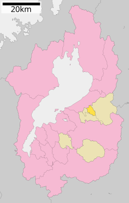 Kōras läge i Shiga prefektur      Städer      Landskommuner