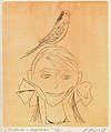 А. А. Корольчук. Девочка с попугаем, 1998 г, 31 х 26,5 см, б., офорт с тоном.