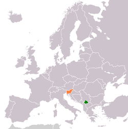 Map indicating locations of Kosova and Sllovenia