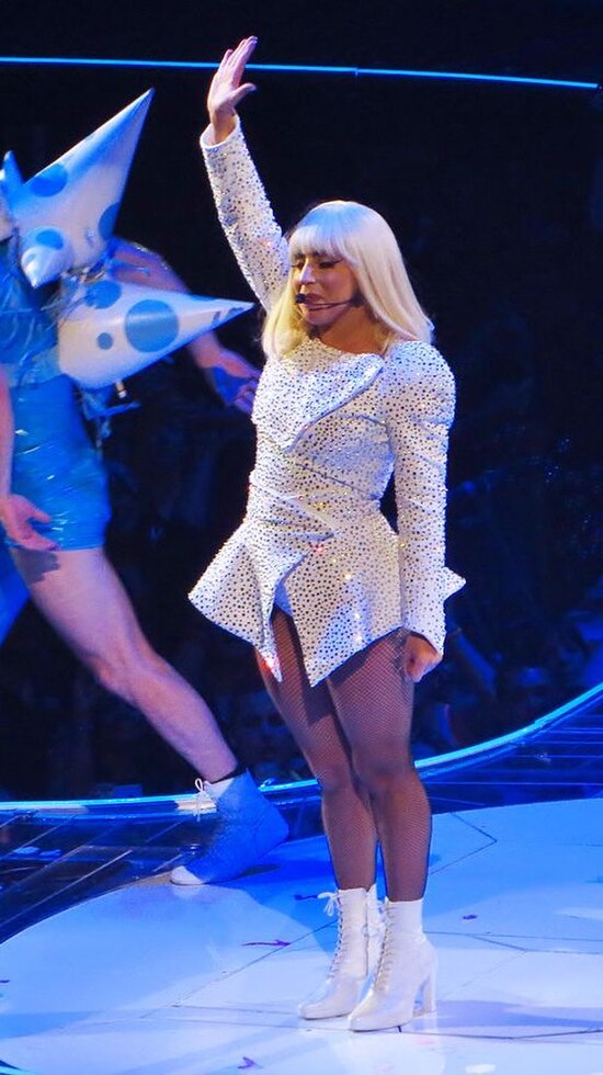 Gaga performing "Just Dance" on the ArtRave: The Artpop Ball tour (2014)