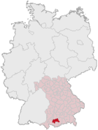 Lage des Landkreises Weilheim-Schongau in Deutschland