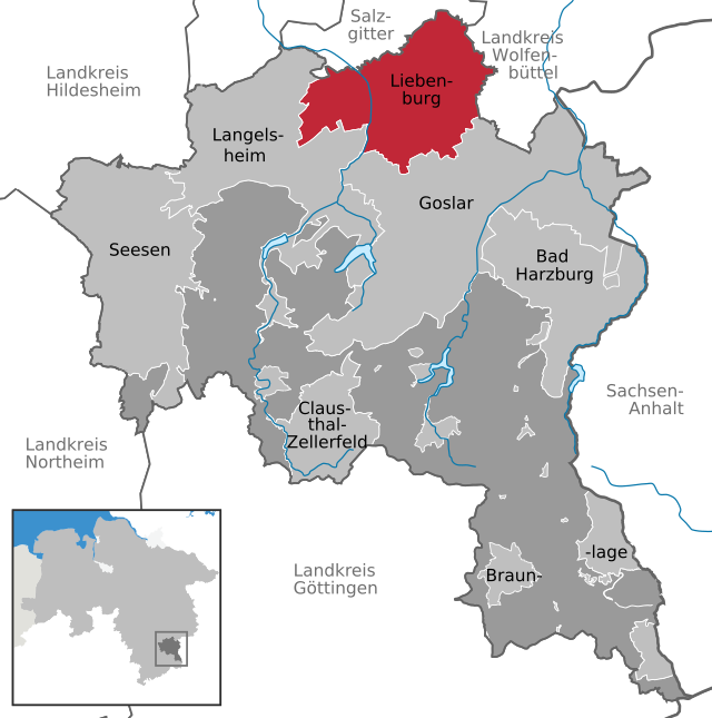 Poziția  Liebenburg pe harta districtului Goslar