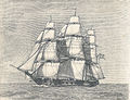 Linjeskibet "Najaden" under sejl. 1849.