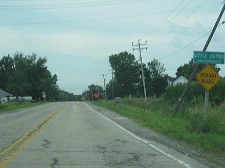 The sign for Little Rapids on County D. Little Rapids Wisconsin Sign.jpg