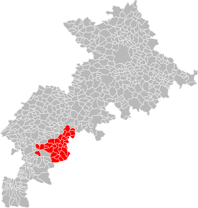 Localisation des communes adhérentes au SIVOM à sa dissolution en 2014.