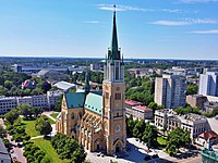 Cathedral Basilica of St. Stanislaus Kostka in Lodz, Poland. Lodz katedra (dron).jpg