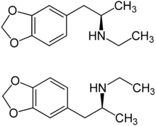 Struktura 3,4-methylendioxy-N-ethylamfetaminu