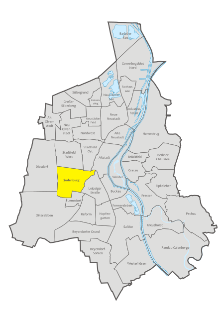 Magdeburg, administrative districts, Sudenburg location