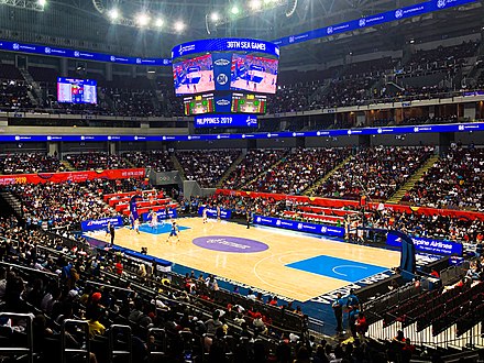 A 2019 Southeast Asian Games basketball game held at the Mall of Asia Arena.