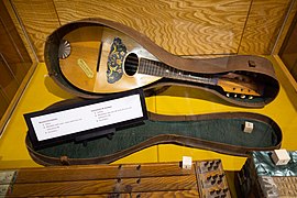 Mandolin with case, by Jones & Cross Ltd., Edmonton, Alberta, Canada. - Yale Museum (Yale Historic Site), Yale, British Columbia, Canada (2019-07-29 22.31.31 by Thomas Quine).jpg