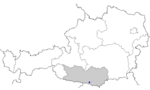 Map of Austria, position of Sankt Jakob im Rosental highlighted