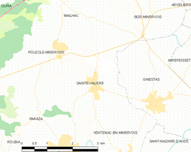 Mapa obce Sainte-Valière