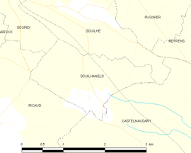 Mapa obce Souilhanels
