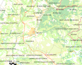 Mapa obce Millau