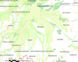 Mapa obce Brezons