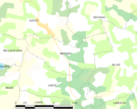 Mapa obce Berthez