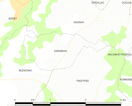 Mapa obce Dardenac