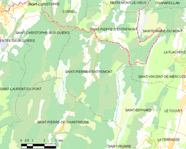 Mapa obce Saint-Pierre-d’Entremont