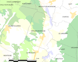 Mapa obce Vers-en-Montagne