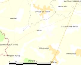 Mapa obce Guigny