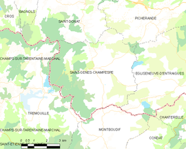 Mapa obce Saint-Genès-Champespe