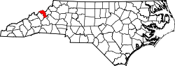 map of North Carolina highlighting Mitchell County