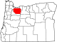 Mapa del estado que destaca el condado de Clackamas