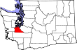 Harta statului Washington indicând comitatul Thurston