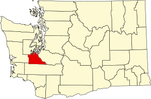 Map of Washington highlighting Thurston County