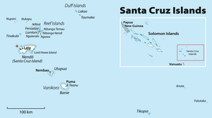 Karte der Santa-Cruz-Inseln, Nendo hervorgehoben