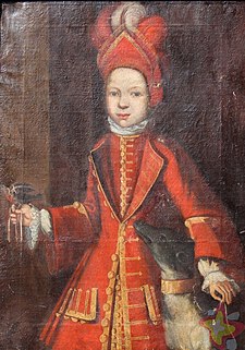 Malá Marie Ernestina Františka z Rietbergu v loveckém kostýmu