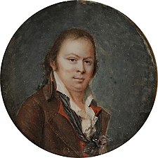 Portrait d’homme en costume brun, 1791, miniature sur ivoire, diamètre 6,3 cm (localisation inconnue)