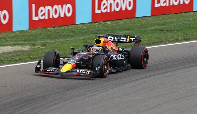 The victorious Red Bull Racing RB18 from the 2022 season, driven by Max Verstappen.