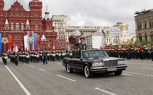 General Gerasimov leading a Victory Day parade in Moscow in a ZiL 41044, May 2011