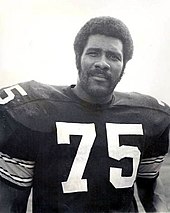 Joe Greene's #75, retired by North Texas Mean Joe Greene 1975.JPG