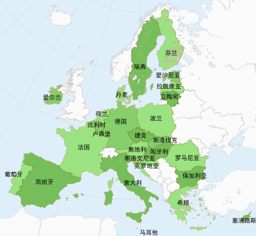 欧洲联盟成员国一览图（¯\_(ツ)_/¯）